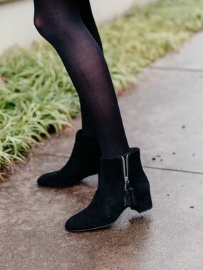 Ann Taylor Kyle Suede Tassel Boots in Black